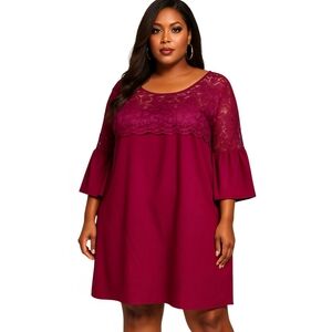 Elegant Burgundy Lace Mini Dress